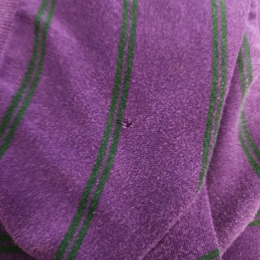 POLO Ralph Lauren Purple Striped Polo Shirt Size M 100% Cotton Green‎ Pony